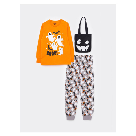 LC Waikiki Crew Neck Printed Long Sleeve Boys' Pajamas Set and a Bag