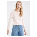 DEFACTO Regular Fit Crew Neck Extra Soft Cashmere Textured Basic Sweater