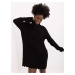 Black knitted dress with long sleeves