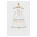 Dievčenské bavlnené šaty GAP biela farba, midi, áčkový strih