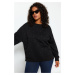 Trendyol Curve Black Thick Staple Detailed Knitted Sweatshirt