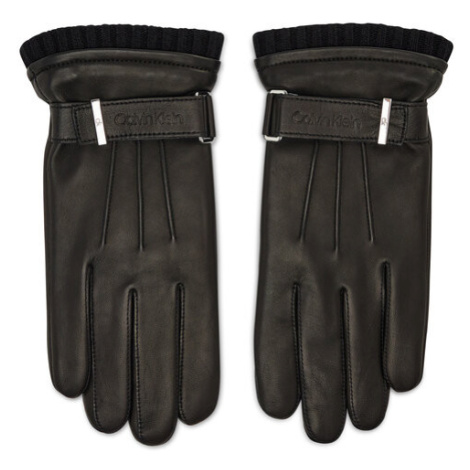 Calvin Klein Pánske rukavice Leather Rivet Gloves K50K507425 Čierna
