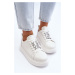 Women's leather sneakers with embellishments, white dysuria