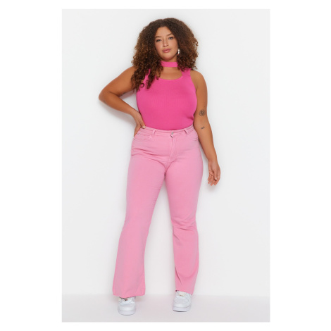 Trendyol Curve Pink Cutaway Španielske džínsové džínsy