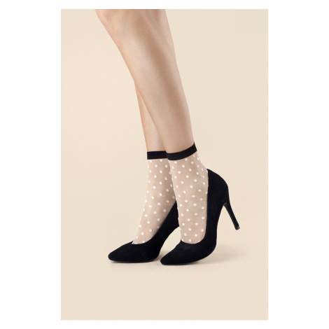 Čierno-biele bodkované ponožky Bubble gum 20DEN