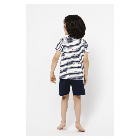 Boys' pyjamas Corfu, short sleeves, shorts - print/navy blue Italian Fashion