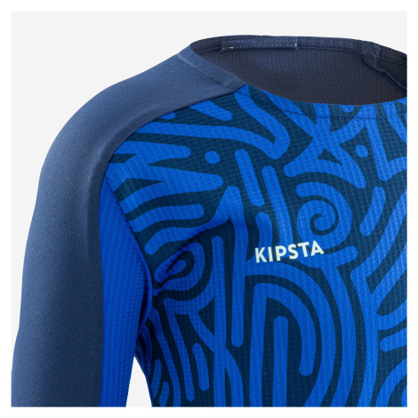 Detský futbalový dres Viralto Letters s dlhým rukávom modrý KIPSTA