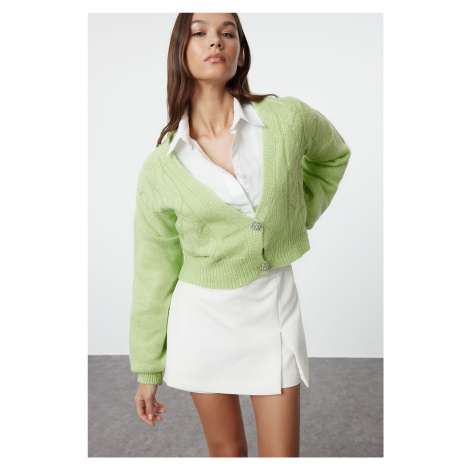 Trendyol Lime Crop Soft Textured Knitwear Cardigan