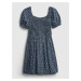 Modré dievčenské šaty GAP teen floral smocked dress