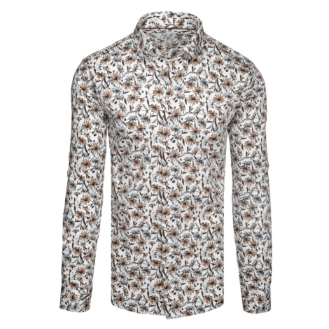 Košeľa pánska biela s kvetmi Dstreet DX2667