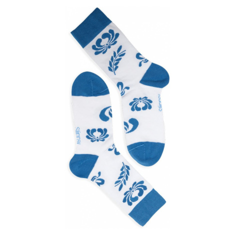 Modro-biele ponožky Folk Socks Slippsy