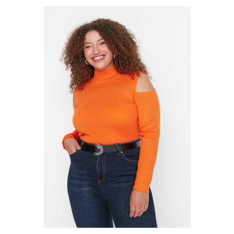Trendyol Curve oranžové rameno detailný pletený sveter