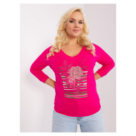 Plus-size fuchsia blouse with a neckline