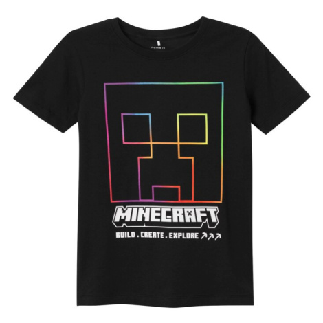 NAME IT Tričko 'Jinko Minecraft'  fialová / ohnivo červená / čierna / biela