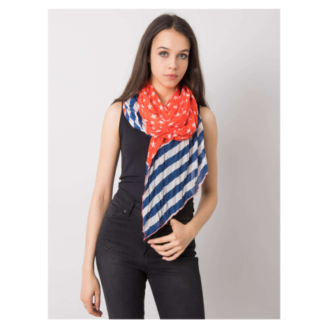 Red and dark blue patterned scarf