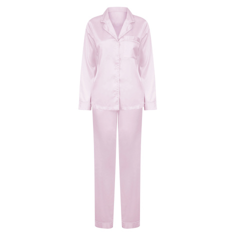 Towel City Dámske saténové dlhé pyžamo TC055 Light Pink