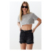 Trendyol Black More Sustainable Ripped High Waist Shorts