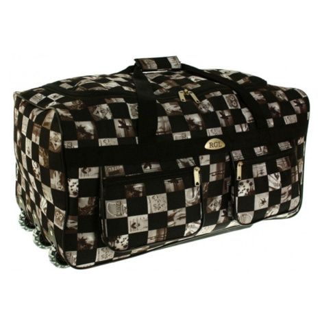 Bielo-čierna cestovná taška s extra kolieskami &quot;Chess&quot; - veľ. XL