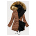 Čierno-karamelová obojstranná dámska zimná bunda (M-21508)