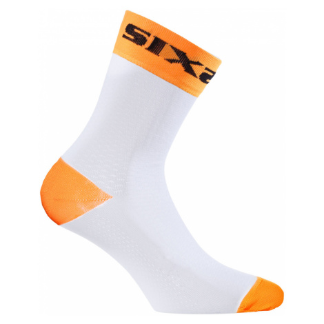 SIX2 Cyklistické ponožky klasické - WHITE SHORT - oranžová/biela