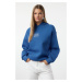 Trendyol Saks Oversize/Wide Fit Embroidered Thick Fleece Inside Knitted Sweatshirt