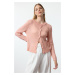 Trendyol Pink Soft Textured Tulle Embroidered Knitwear Cardigan