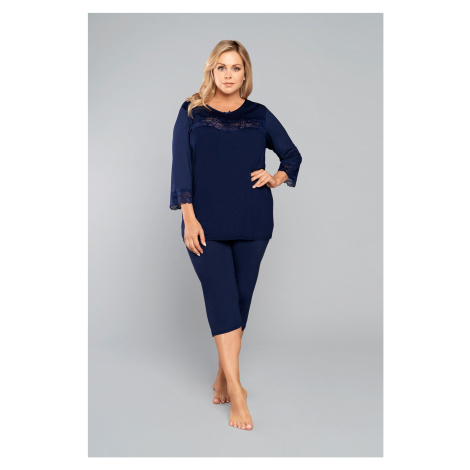 Women's pyjamas Izyda 3/4 sleeve, 3/4 legs - navy blue Italian Fashion