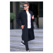 Madmext Black Stand Collar Long Knitwear Cardigan with Pockets 6816