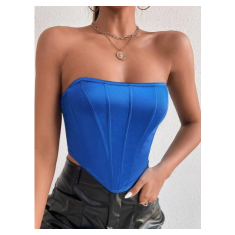 Modrý korzetový crop top iMóda