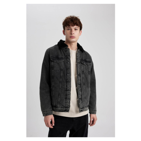 DEFACTO Slim Fit Faux Für Collar Jean Jacket