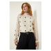 Happiness İstanbul Cream Marked Polka Dot Woven Blouse