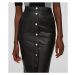 Sukňa Karl Lagerfeld Leather Skirt W/ Snaps Čierna