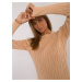 Brown classic women's sweater with cuffs