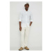 Bavlnená košeľa Bruuns Bazaar Pique Norman pánska, biela farba, regular, s klasickým golierom