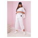 Set of cotton sweatshirt and trousers in white
