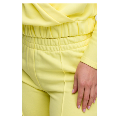 B296 Široké nohavice s prednými švami - citrón BeWear