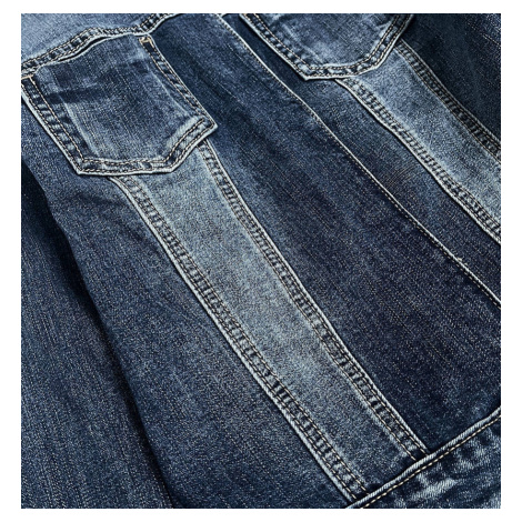 Tmavě modrá krátká dámská džínová bunda model 16146991 Modrá XS (34) - Re-Dress