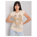 Beige women's T-shirt with application