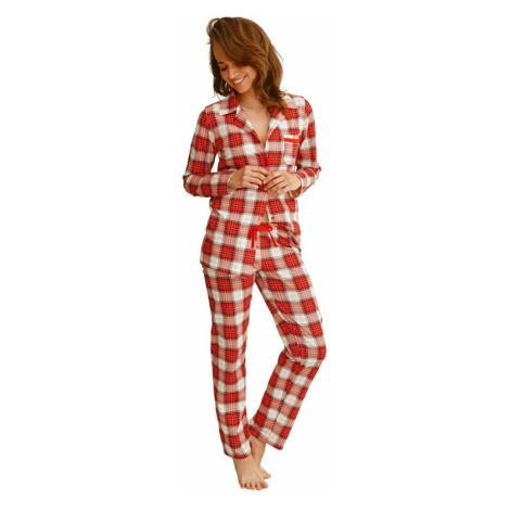 Dámské pyžamo Celine červené s káro vzorem XL Taro