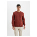 DEFACTO Regular Fit Crew Neck Thick Basic Plain Sweatshirt