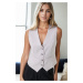 10202 Dewberry Crop Woven Women Vest-GREY