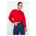 Trendyol Red Thick Fleece Inside Stitch Detail Regular/Normal Fit Knitted Sweatshirt