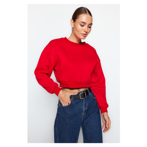 Trendyol Red Thick Fleece Inside Stitch Detail Regular/Normal Fit Knitted Sweatshirt