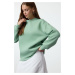 Trendyol Mint Oversize/Relaxed Cut Basic Crew Neck Thick/Polar inside Knitted Sweatshirt