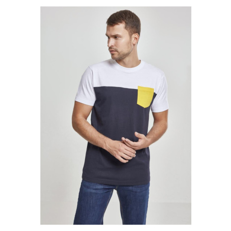 3-Colored Pocket T-Shirt NVY/WHT/CHROMEYELLOW Urban Classics