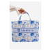 Big blue Mooch handbag with rose