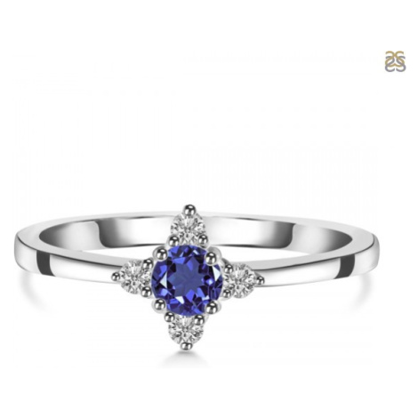 Klenoty Amber Luxusný strieborný prsteň s tanzanitom a topazmi Stella