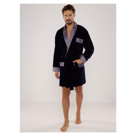 Men's bathrobe De Lafense 772 Bonjour short M-2XL navy blue 042