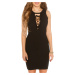 Sexy KouCla ripp knit dress sleeveless w. ruffles black Einheitsgroesse