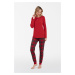 Women's Tess Long Sleeves, Long Leg Pajamas - Red/Print